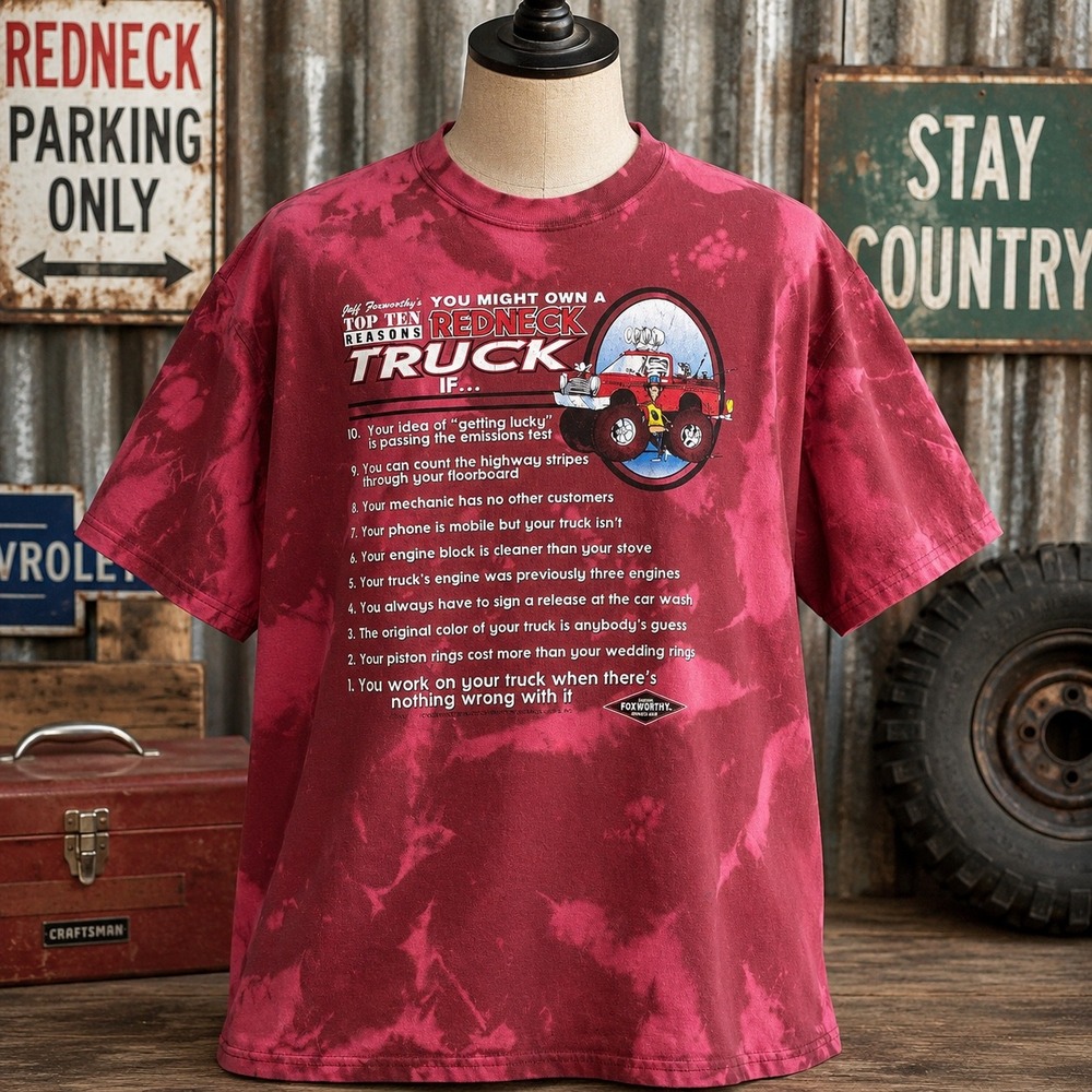 Vintage 2003 Jeff Foxworthy Redneck Truck T Shirt XL Bleach Tie Dye Y2K M&O
